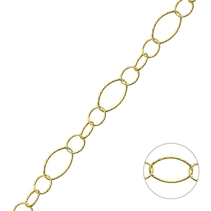 Goldgelb Vergoldet 1µ – Kette abwechselnd oval 7,5mm und rund 6,8mm (1m)