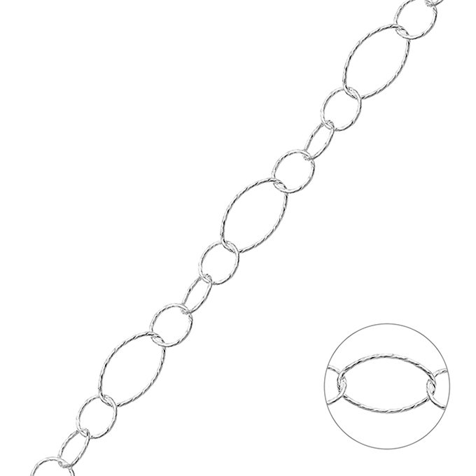 Catena alternata rolò ovale 7,5mm e rolò tonda 6,8mm (1m)