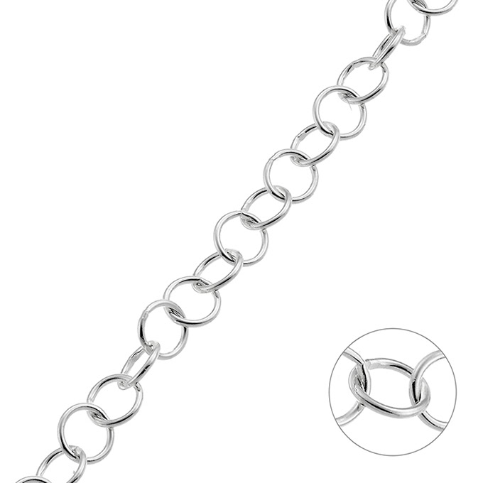 3,6mm round link chain 0,5mm wire (1m)