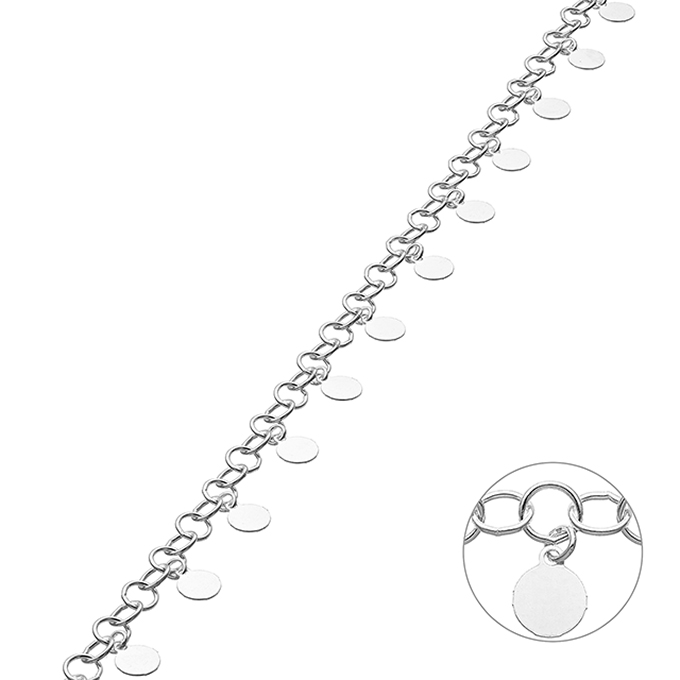 Chaîne maille ronde 3,5mm avec médailles pendantes 4mm (1m)