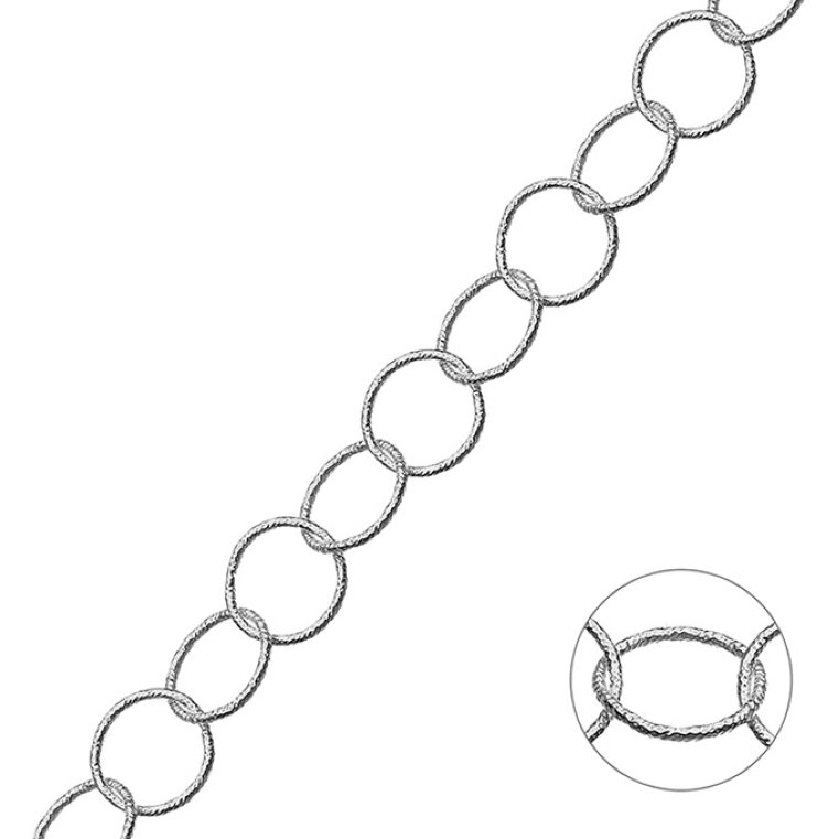 Weiss Rhodiniert – Runde Kettenglieder facettiert 10mm Draht 0,8mm (1m)