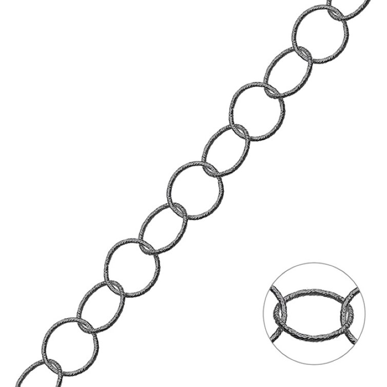 Rodiato Nero – Catena rolò tonda sfaccettata 10mm filo 0,8mm (1m)