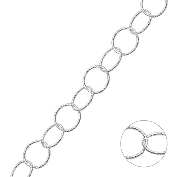 Catena rolò tonda rigata 9,5mm filo 0,9mm (1m)