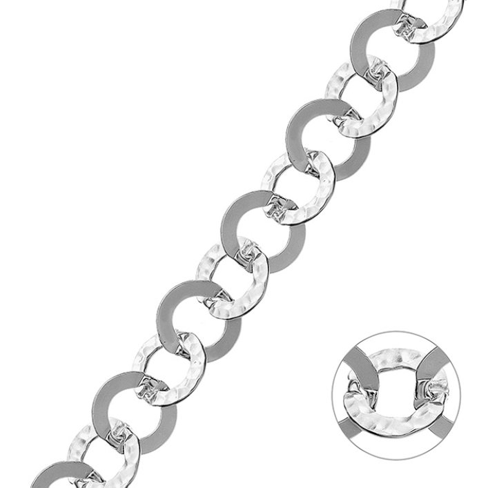 Abwechselnd Runde und flache gehämmert Kettenglieder 11,3mm (1m)