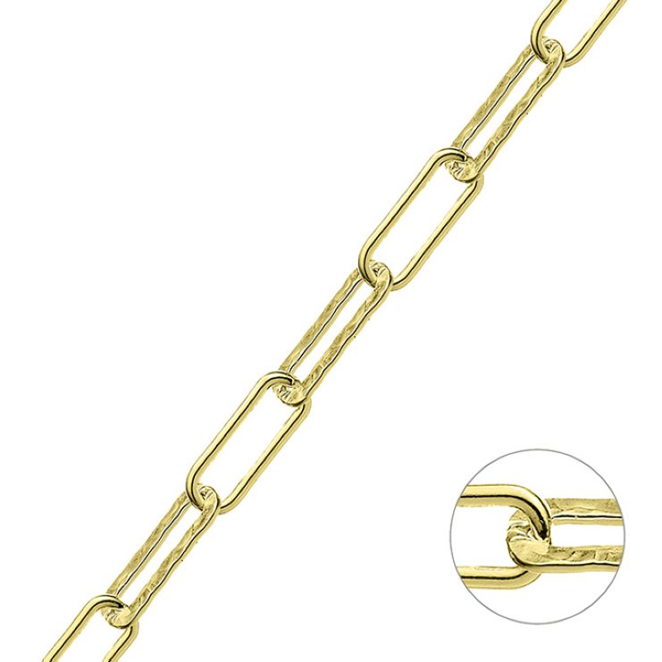Placcato Oro 1µ – Catena rolò rettangolare 14×5,6mm filo alternato piatto e martellato 0,5mm (1m)
