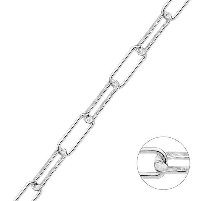 14×5,6mm rectangular link chain alternated flat and hammered 0,5mm wire (1m)