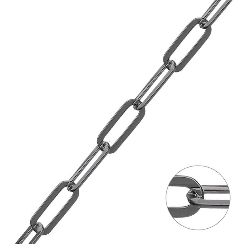 Rodiato Nero – Catena rolò rettangolare piatta 5,6x14mm filo 0,6mm (1m)