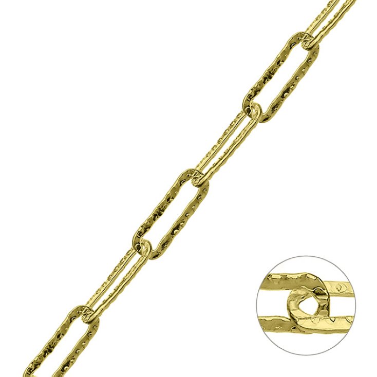 Placcato Oro 1µ – Catena rolò rettangolare piatta incisa 5x15mm filo 1mm (1m)