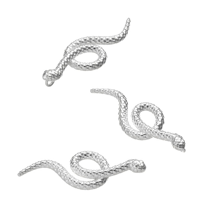 8x25mm textured snake charm with ring (3pcs)