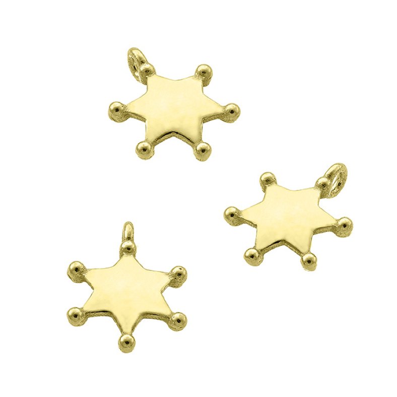 Goldgelb Vergoldet 1µ – Anhänger Sheriffstern 8mm (5Stk)