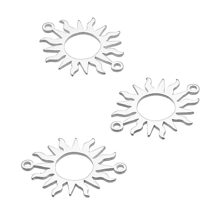 12x16mm hollow sun charms 2 rings (5pcs)