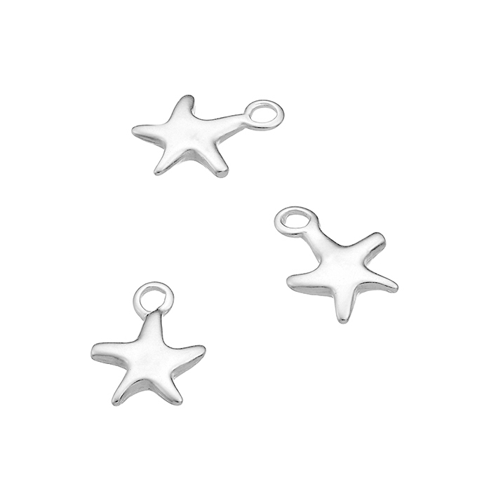 Breloques étoiles de mer bombées 10mm avec anneau (env. 20pcs)