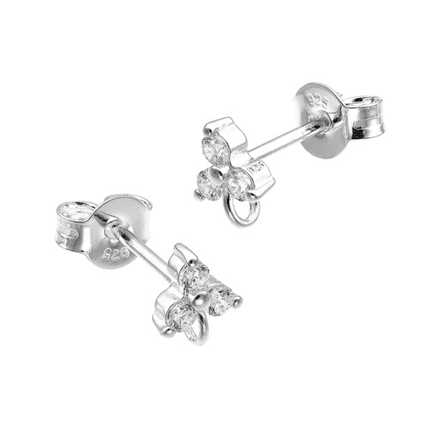 1,5mm 3 cubic zirconias earring support (1pair)