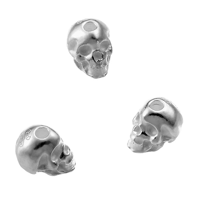 7mm skull beads hole 1,6mm (5pcs)