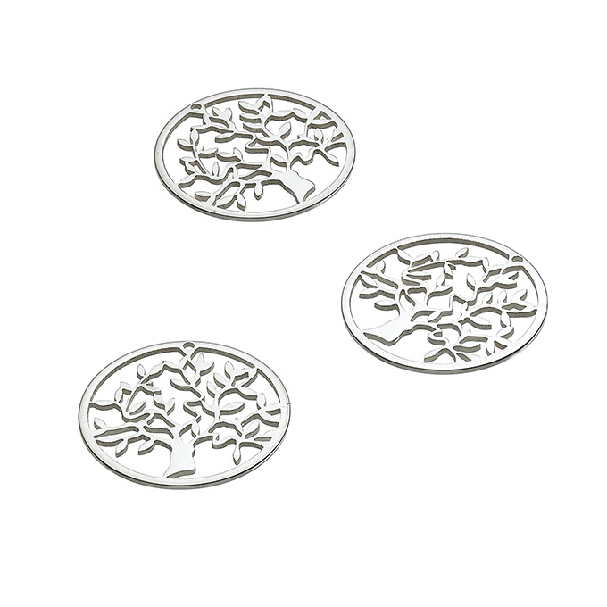 Médailles arbre de vie 15mm avec feuilles (3pcs)