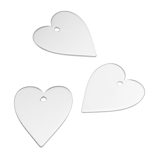 15mm mirror polished elongated heart charms (5pcs)