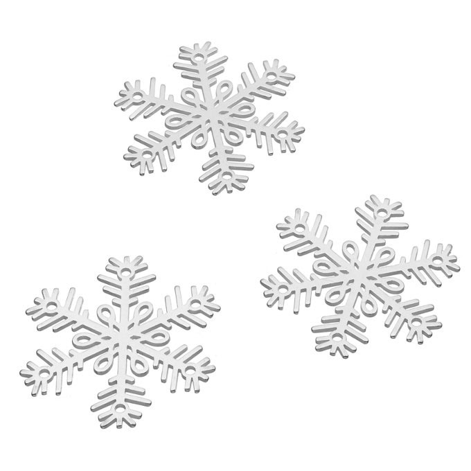 15mm Snowflake medals holes 0,8mm (10pcs)