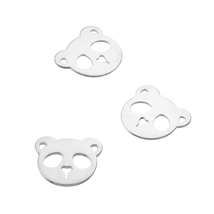 10mm Panda charms 2 holes 0,8mm (10pcs)