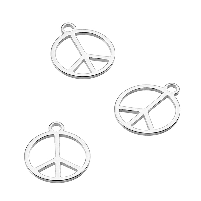 7mm laser cut peace symbol charms (approx. 20pcs) | G-Silver